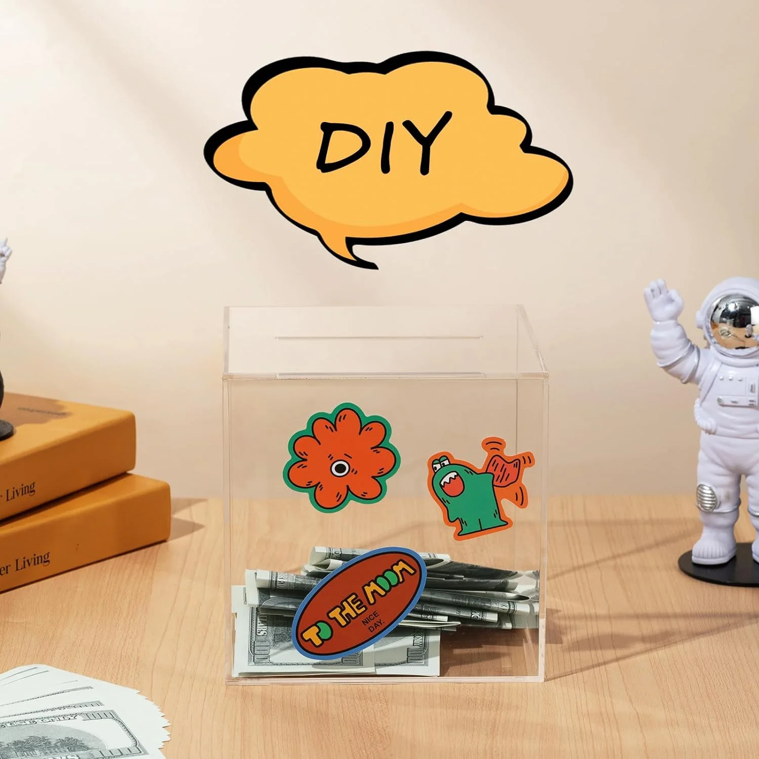 Must Break to Open Acrylic Unopenable Piggy Bank Personal Money Jar clear Acrylic Money Saving Box for Cash Saving