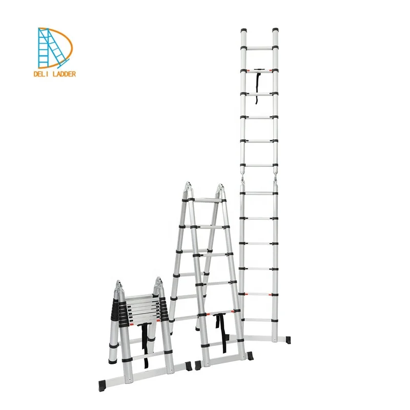 High Quality 5m Portable A Type Folding Step Multipurpose Aluminium Telescopic Ladder  en131