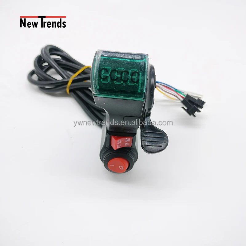 12V -72V Red LED Thumb On-Off  Button Reversed Throttle For Electric Bicycle Scooter Tricycle Vehicle Handle Accelerator