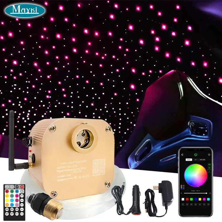Phone Controlled 16W RGBW Twinkle star roof car light starlight headliner kit