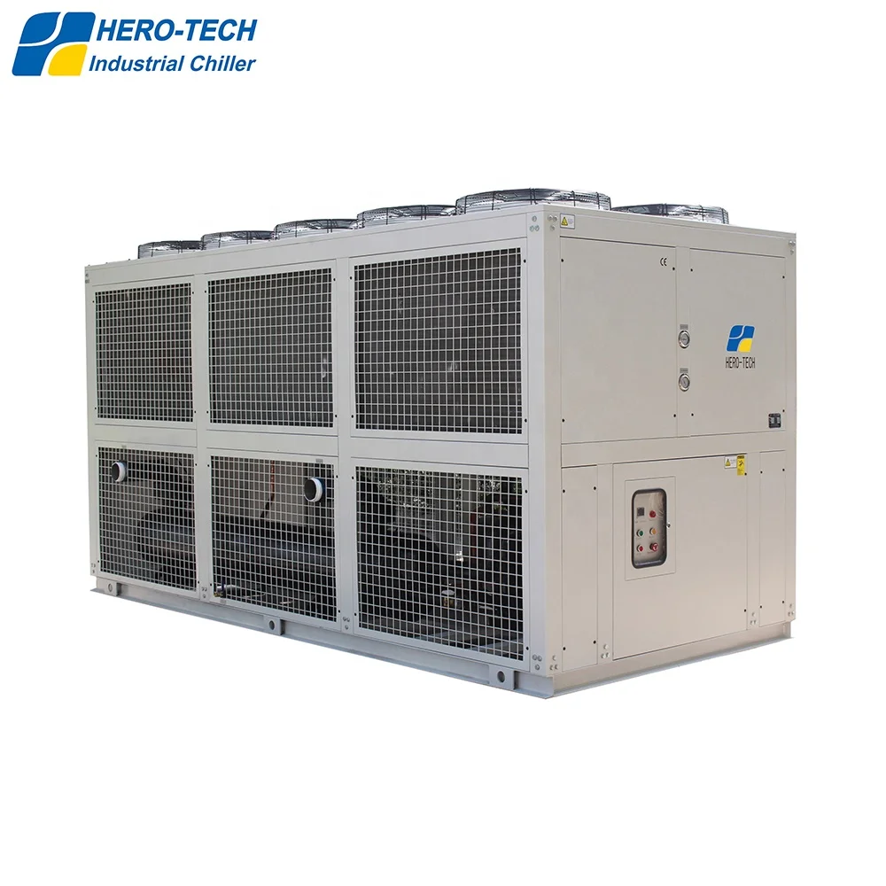 250kw Pet Making Machine Chiller 75hp Famous Brand Compressor Shell & Tube Finned Coil+low Noise Axil Fan Air-cooled HERO-TECH