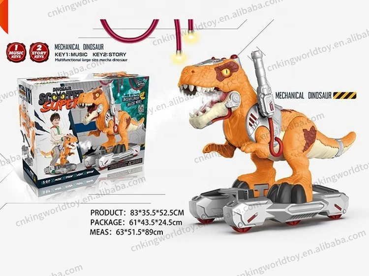 Electric Animal Spraying Smoke Dinosaur Roaring Sound Kids Big Size Sliding Ride On Dinosaur Scooter with Music and Light