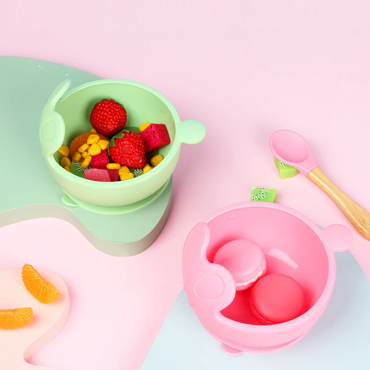 Food Grade Tableware for Children Cartoon Anti Falling Baby Suction Silicone Bowl