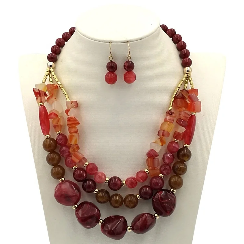 
Multilayer Exaggerated Retro Resin Large Bead Necklace For Women 