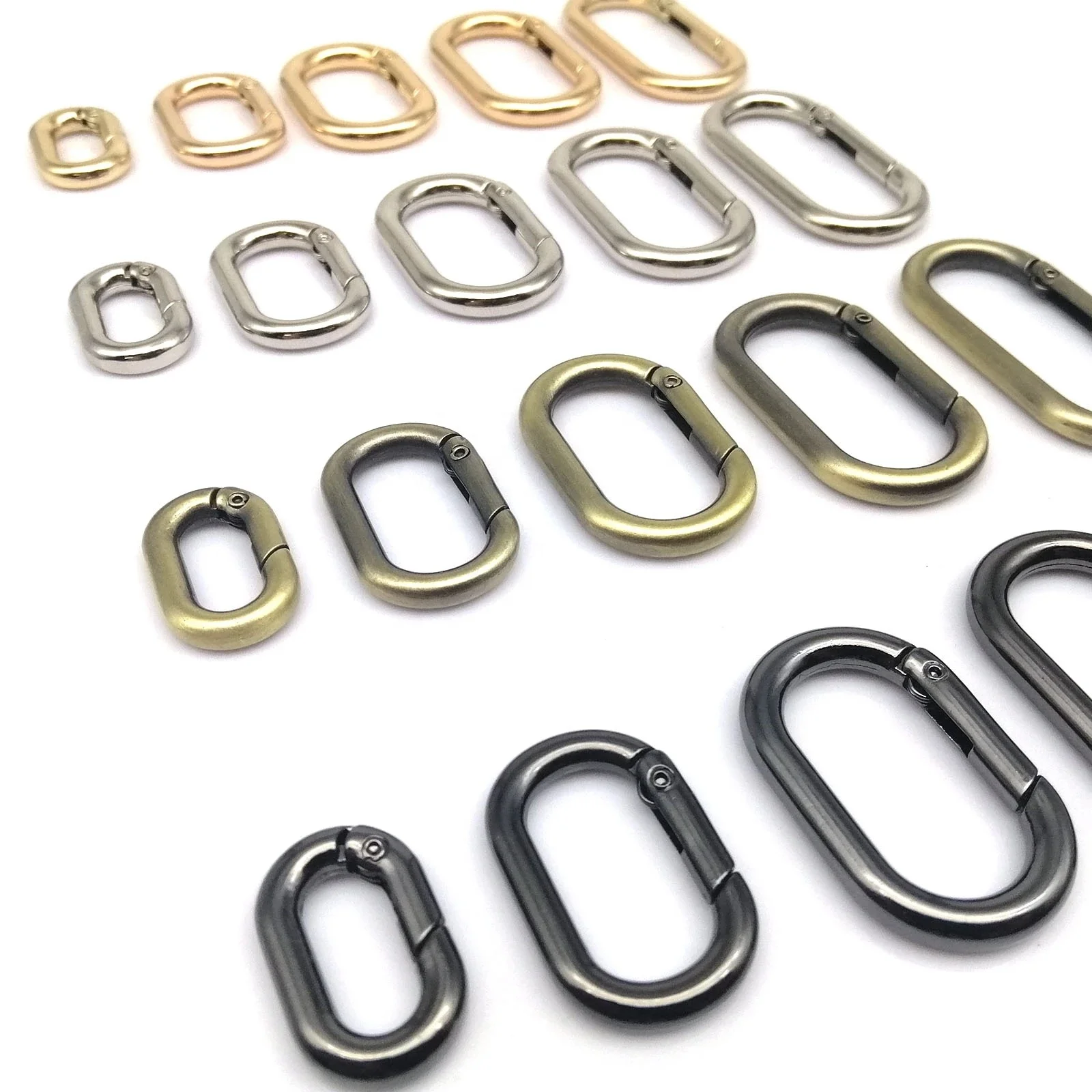 Oval Spring O Ring Openable Leather Bag Handbag Strap Buckle Connect Keyring Pendant Key Dog Chain Snap Clasp Clip Carabiner