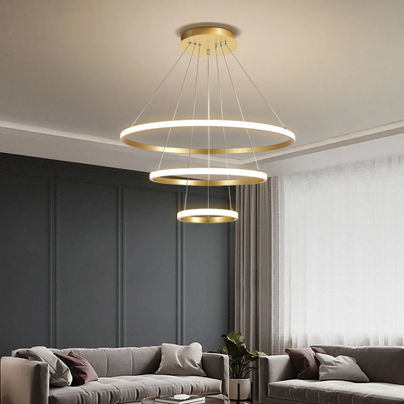Gold luxury lighting modern Decorative circle ring LED shandelier chandelier Pendant Lights