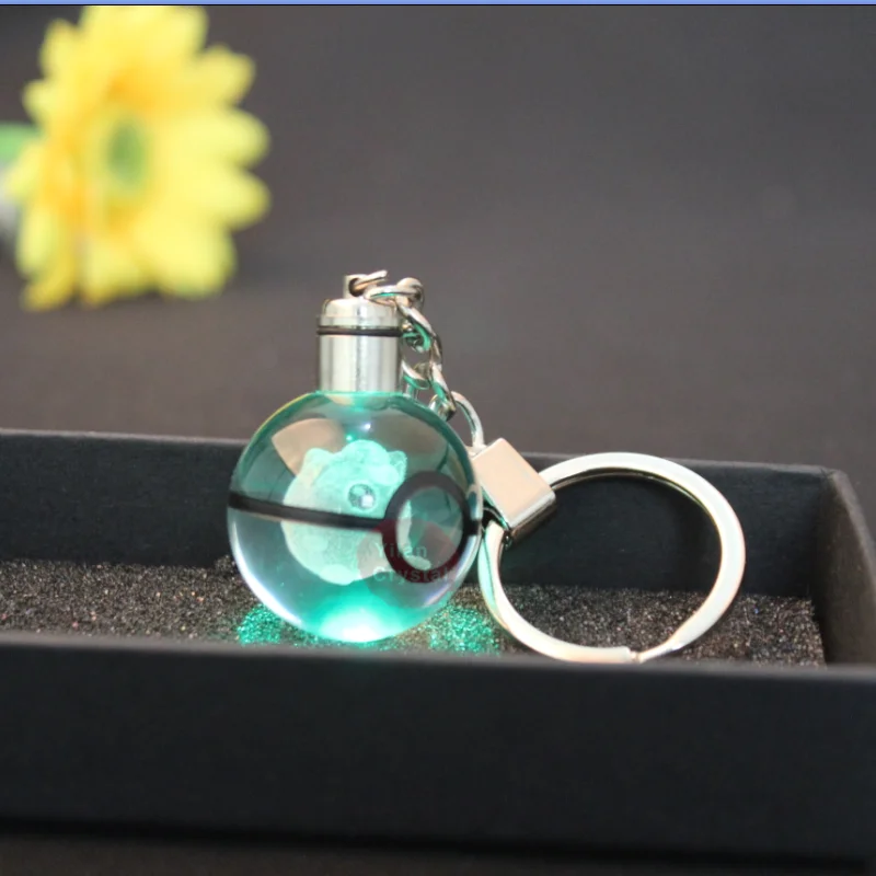 Дешевый 30 мм гравировочный Кристалл Jigglypuff k9 шар брелок со светодиодной подсветкой для детского подарка