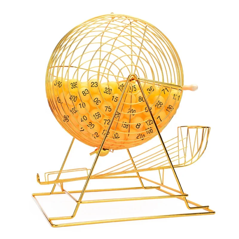 Large Size Metal Lottery Bingo Machine with 300, 600 Balls Golden Black Cage Set
