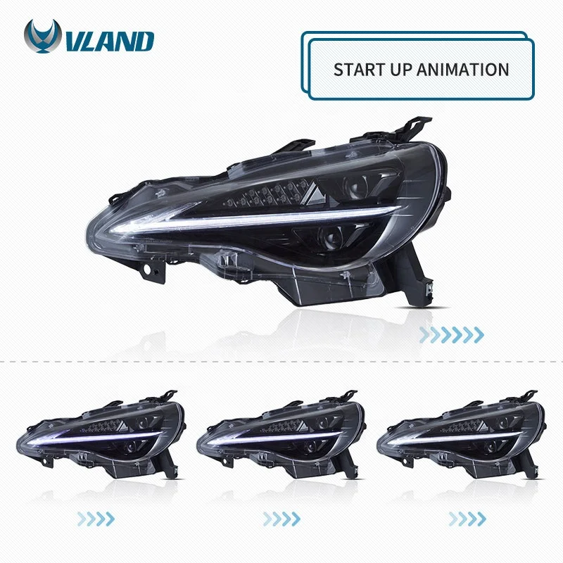 VLAND Manufacturer Full LED Headlights 2012-UP Scion FR-S Sequential Car Head Lights For Toyota IS250 FT86 GT86 BRZ Front Lamp