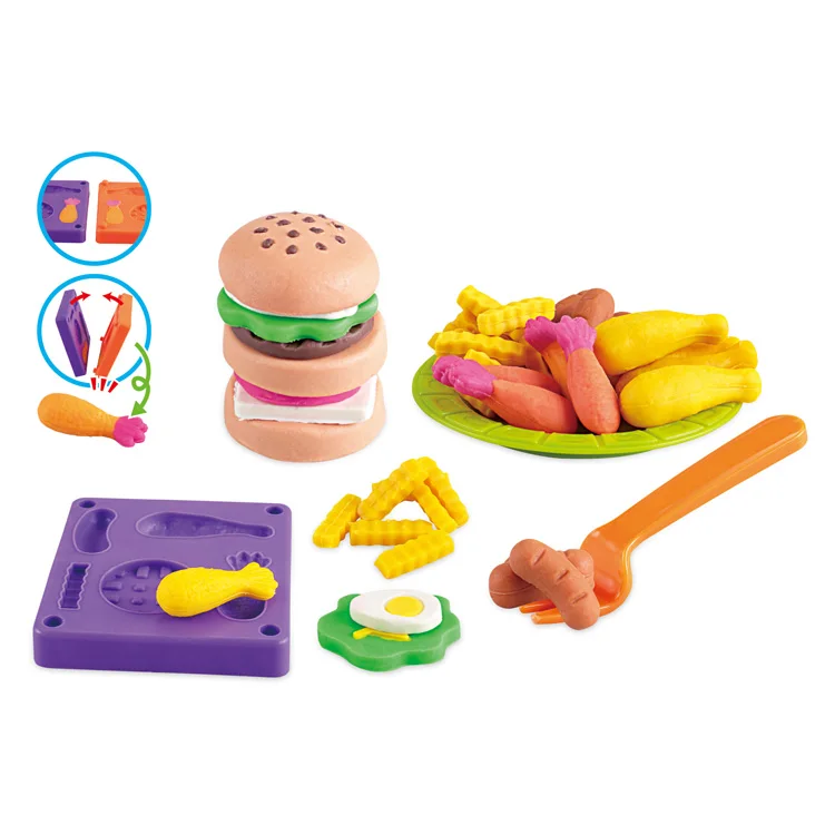 Kids educational toys burger and fries set age 3+ diy color clay