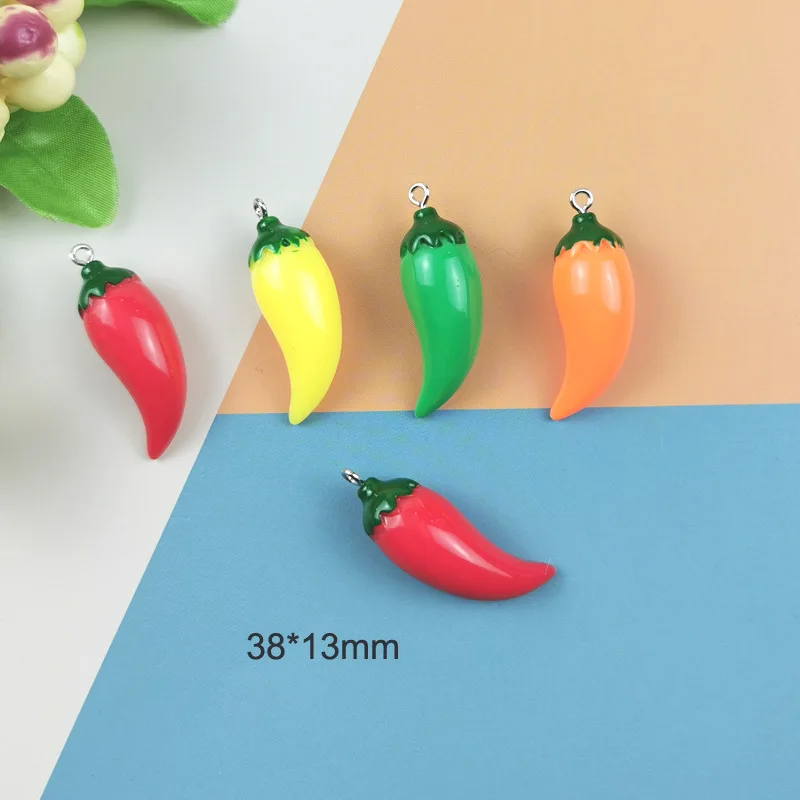 Resin Simulation Pepper Chilli Pendants Charms for Making Necklace Earrings Keychain DIY Jewelry Accessories Supplies