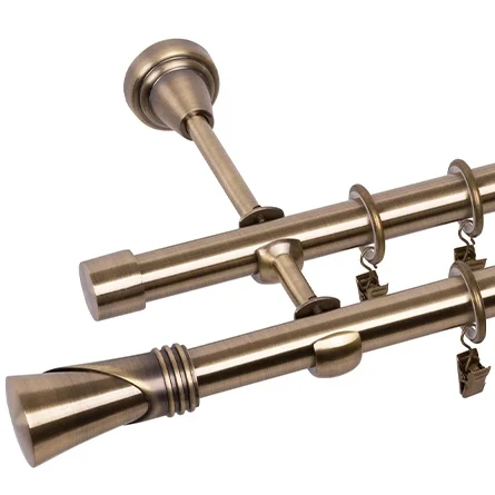 New Product Home Decor Metal Curtain Poles With Accessories,Antique Brass Double Curtain Rod