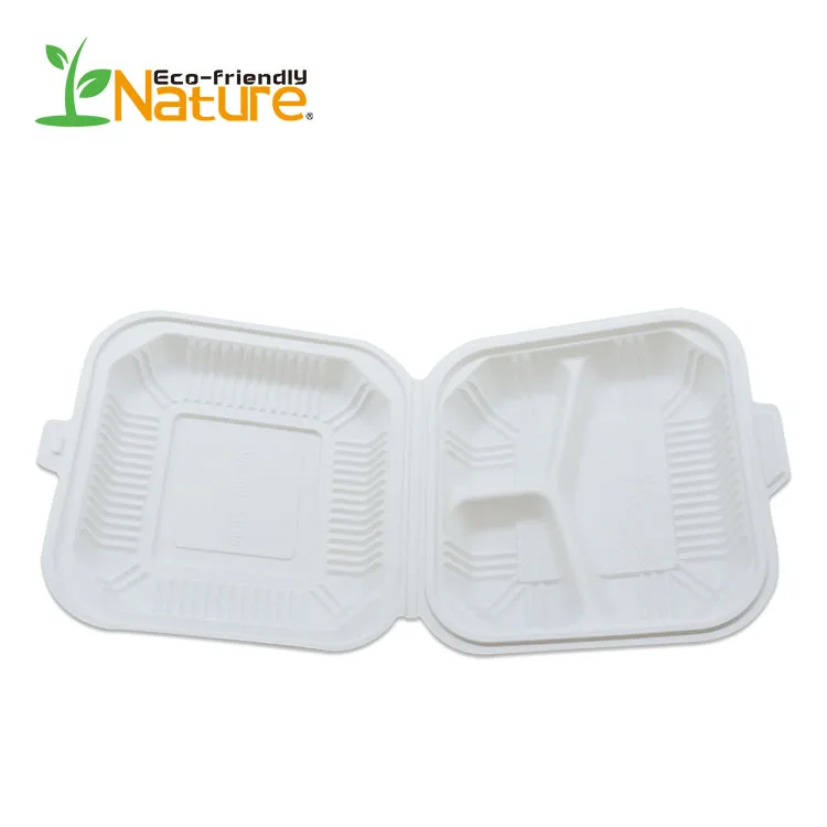 Food Grade Disposable Biodegradable cornstarch clamshell with competitive price