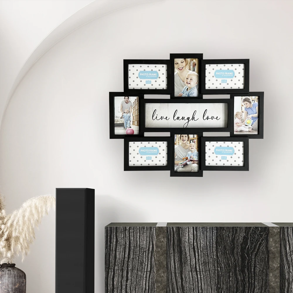 New Design 8 opening collage with sentiment plastic photo frame  for wall decoration Picture frame wholesale plastic frame