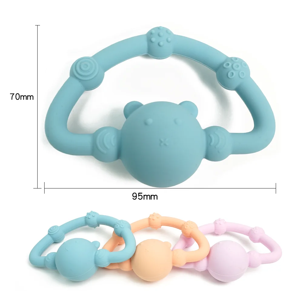 Cute Animals Shape Baby Silicone Teether Teething Biting Baby Rattle Toy Handbell Toy