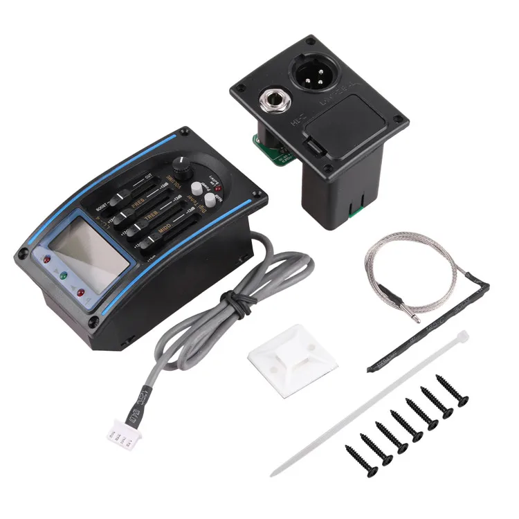 Acoustic Guitar Pickup EQ Preamp LCD Tuner Piezo Pickup Equalizer System Guitar Parts LC-5 5 Bands Active Black Electric Guitar