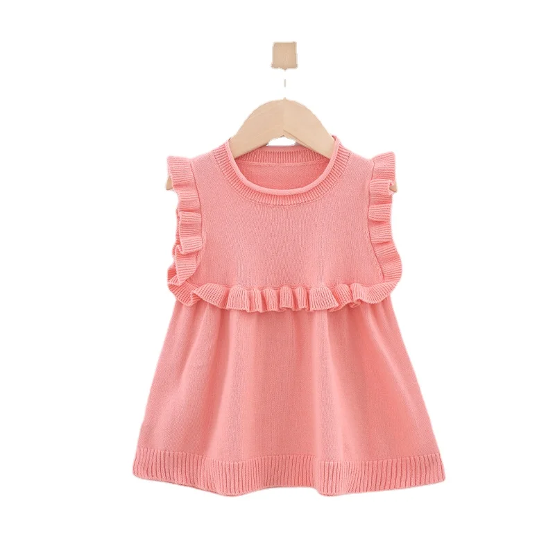 Cute tank top dress 100% cotton baby dress girl knit skirt summer  knitwear