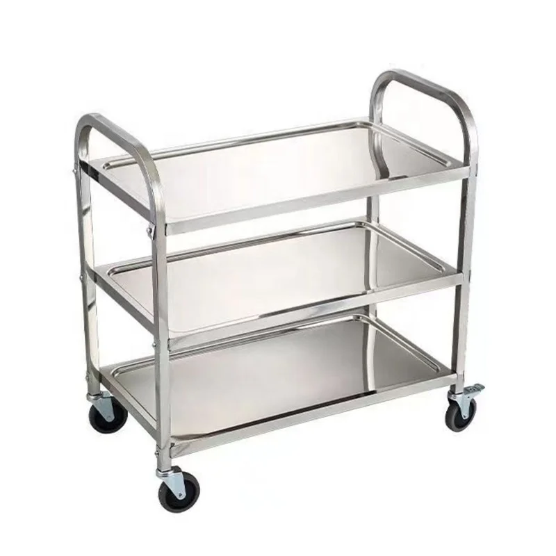 Wholesale Manufacturing Factory Restaurant Dining Cart Food Catering Stainless Steel Detachable Food Serving Trolley