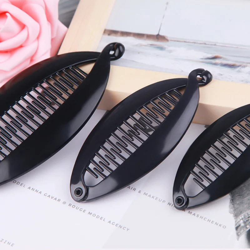 Wholesale Korean Fashion Large Simple Hair Clips Handmade DIY Rubber Paint Resin Material Banana Clip