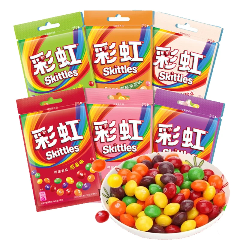 Skittle Candy 40g Fruit Chewy Candy Roll Halloween Holiday Party Fruit Soda Crispy Fudge Chewy Aerated Candy Dragees