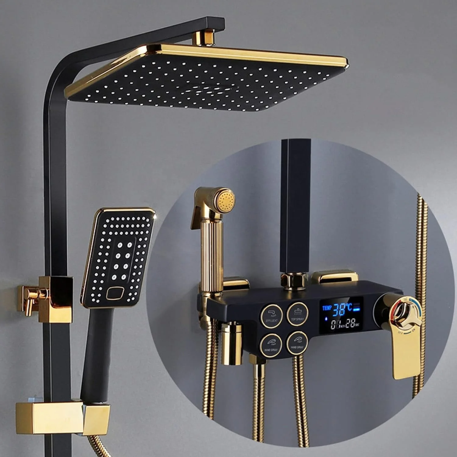 Commercial Hotel Intelligent Constant Temperature Shower System Wall Mounted Hot and Cold Bath Faucet square SPA Rain Shower