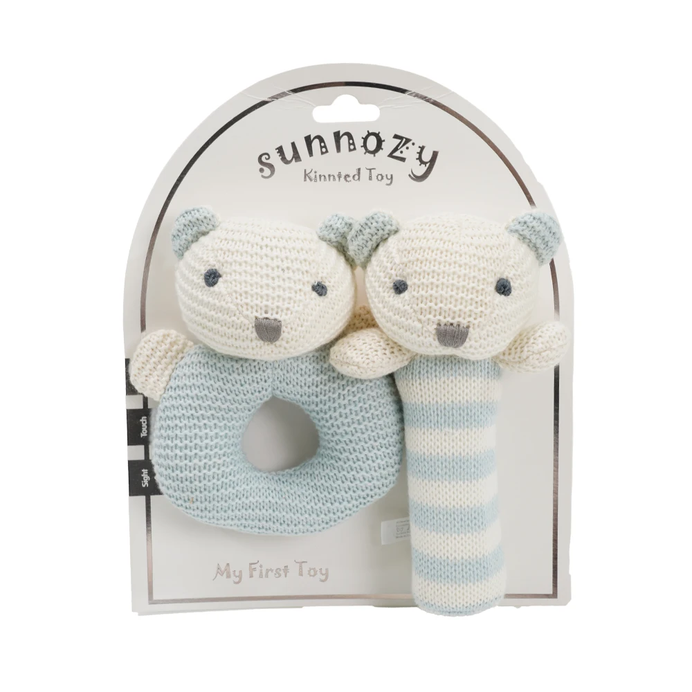 wholesale  Baby Stick Rattles  Educational Handbells Rattle  Infant Bear  Ability Training Toy Toddler Soft baby Shaker Ring