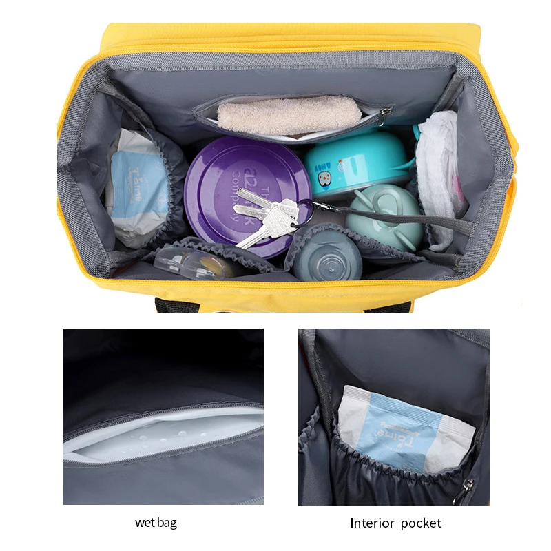 Design Waterproof Wet Mom Nappy Mommy Bags Reusable Wet portable 3 in 1 Baby Sleeping Diaper Bag Backpack with Changing Station