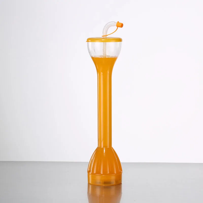 LED Flashing Party Slush Cup Plastic Long Neck Tall LED Yard Cup With Lid And Straw