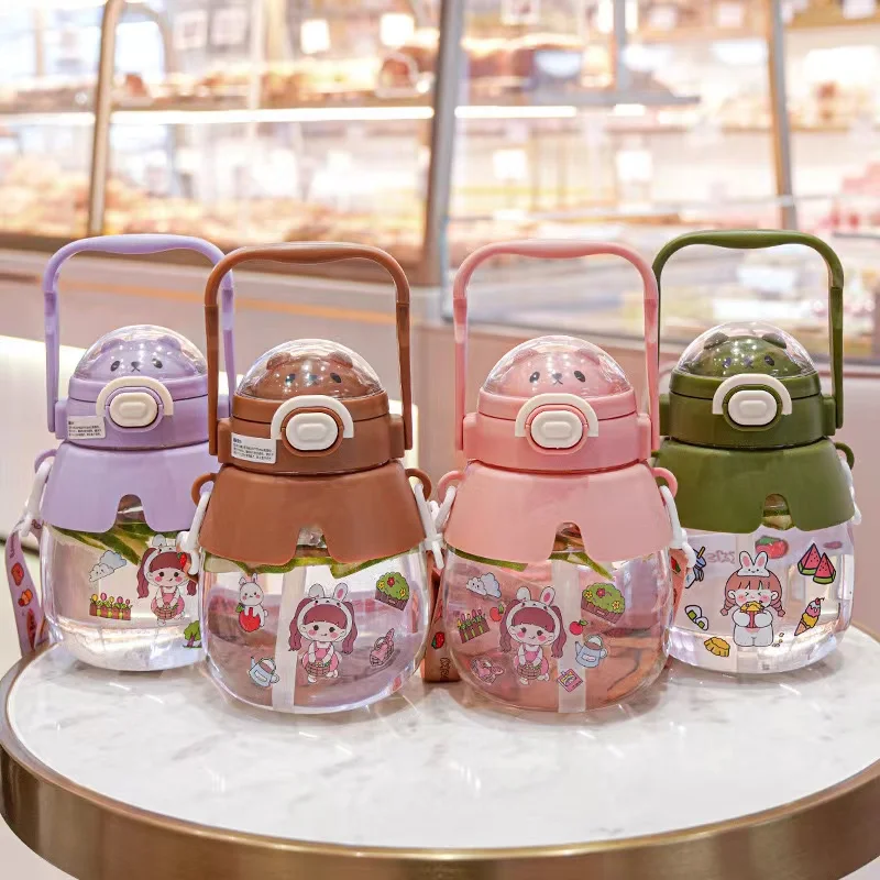 1000ml Big Capacity Gourde Enfant Portable Bpa Free Reusable Travel Kids Plastic Water Bottle With Straw