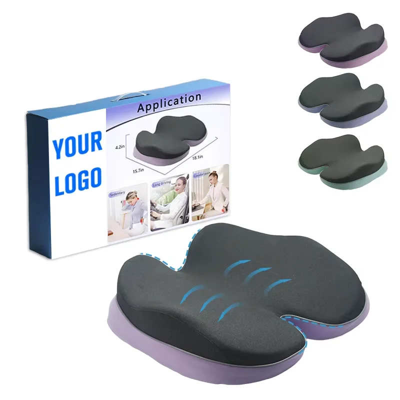 OEM ODM purple universal folding Dongguan car seat cushion memory foam non slip premium polyurethane foam coccyx seat cushion