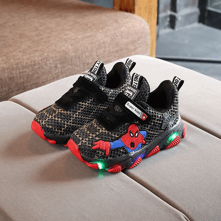 Cartoon shoes hot sales LED boys shoes Hook Loop children sneakers Lovely Fashion tennis kids shoes