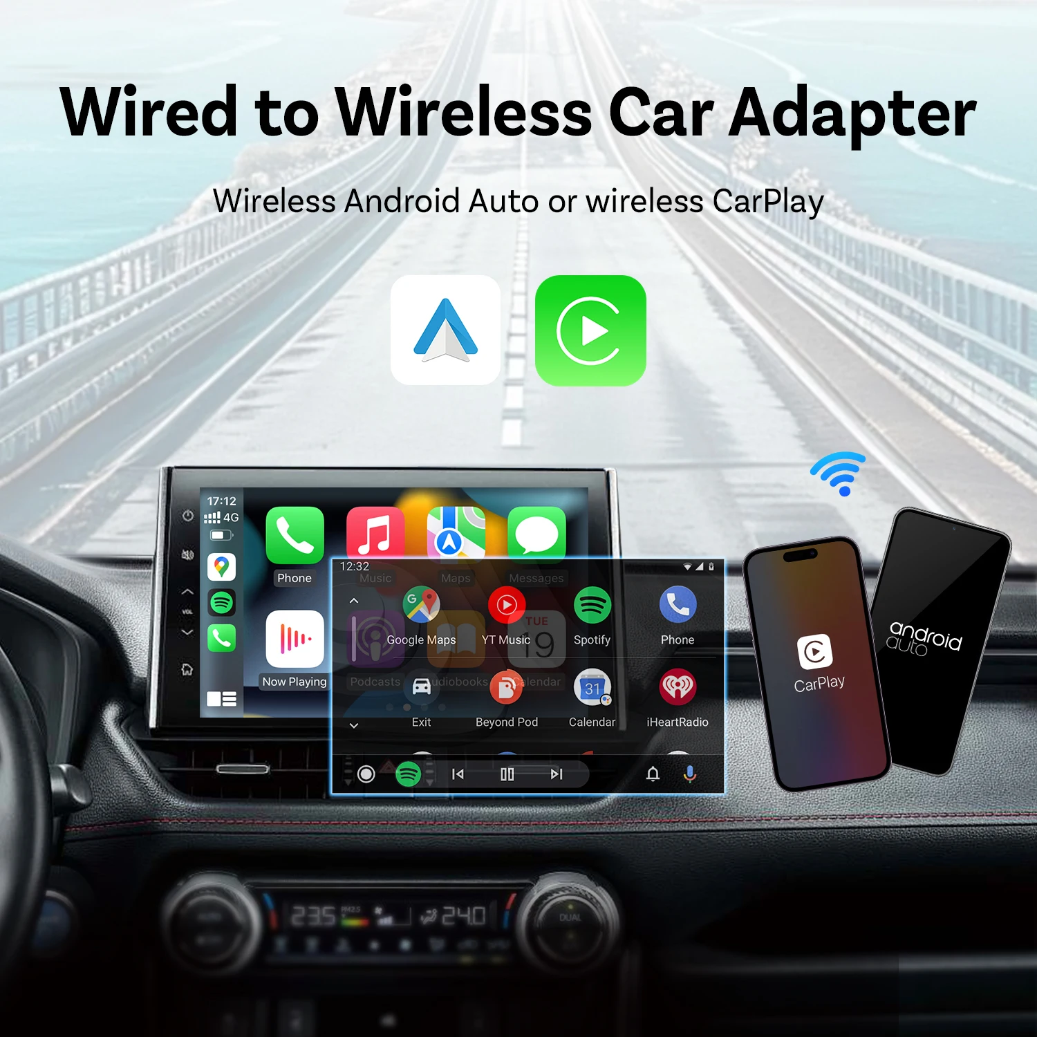 New Arrival Customization wired Carplay to wireless Android Auto Carplay Android Auto Adapter for Car Media Mini USB Dongle