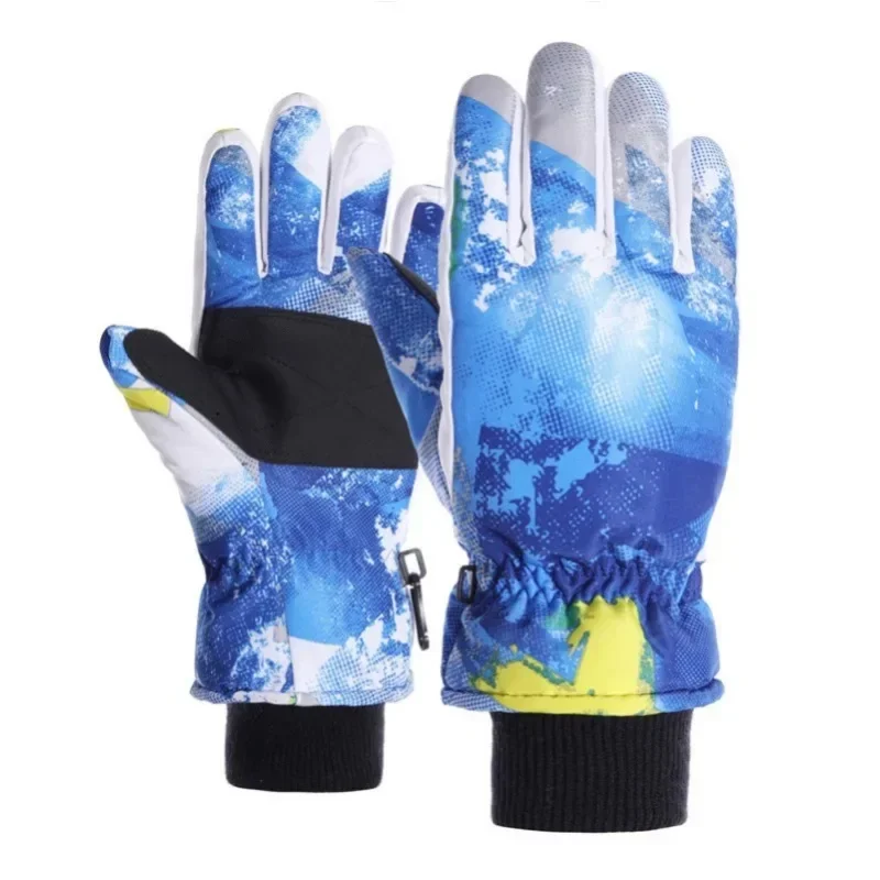 Children Ski Gloves Men Women 2025 Winter Warm Waterproof PU Anti Slip Breathe Gloves Outdoor Cycling Sports Thick Plush Mittens