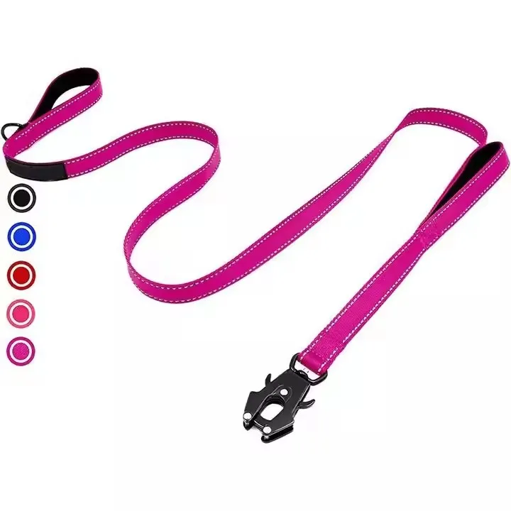 High quality heavy-duty pet dog chain nylon reflective safety dog leash with padded handle and frog clip