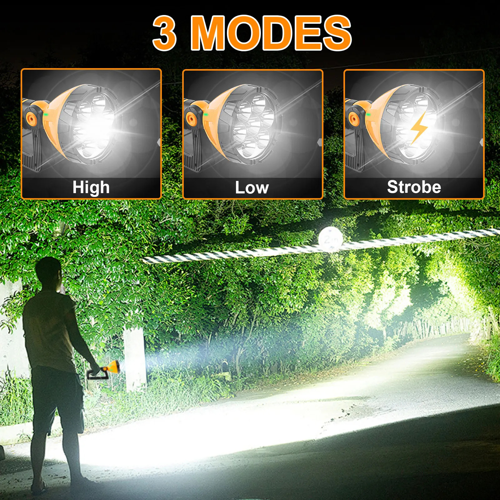 Portable Outdoor LED Hand Lights USB Rechargeable Lantern Flashlight Emergency LED High Lumen Rotatable Lamp For Camping Working