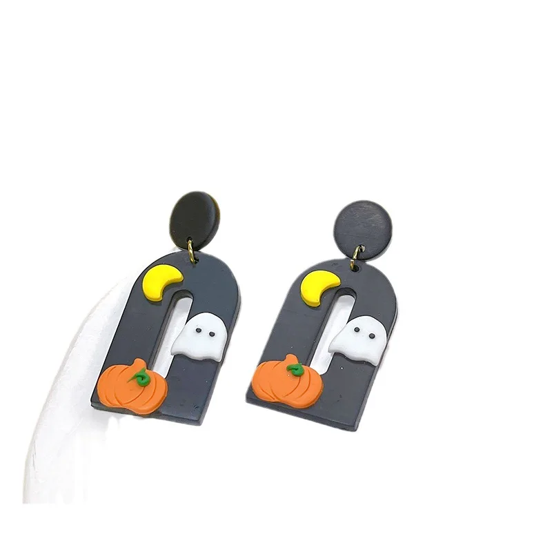 2023 New Halloween Polymer Clay Earrings Spooky Ghost Pumpkin Charm Earrings Halloween Jewelry Gift for Women