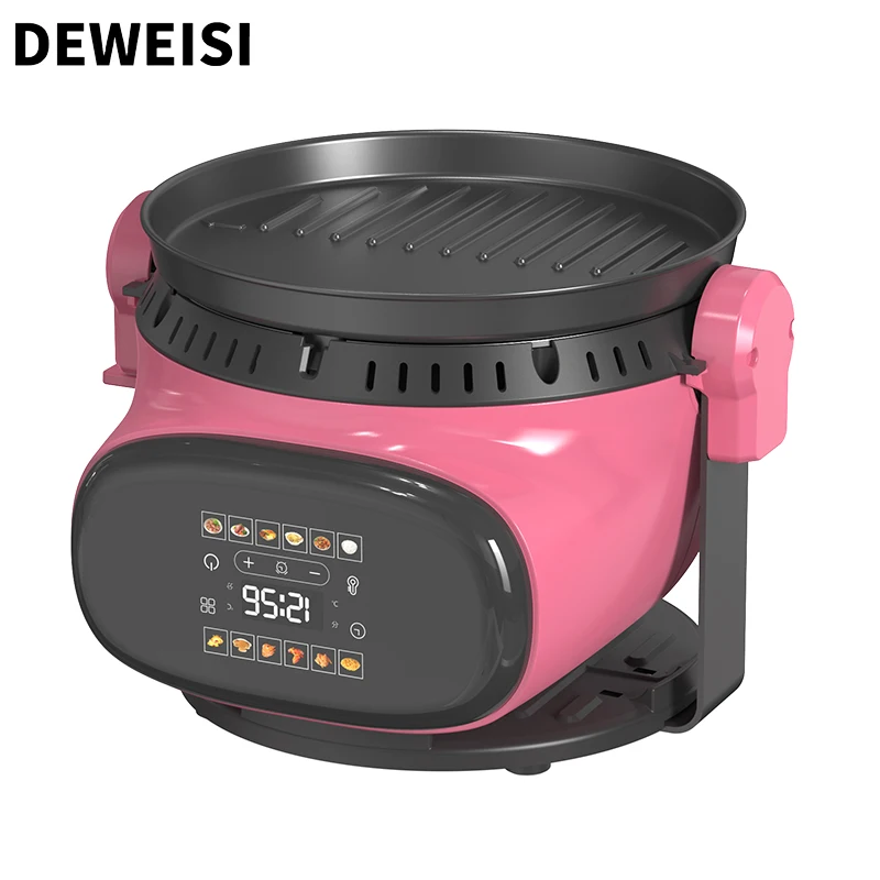 Touch screen electric air fryer with glass window view food container with electric pan grill functional household appliance