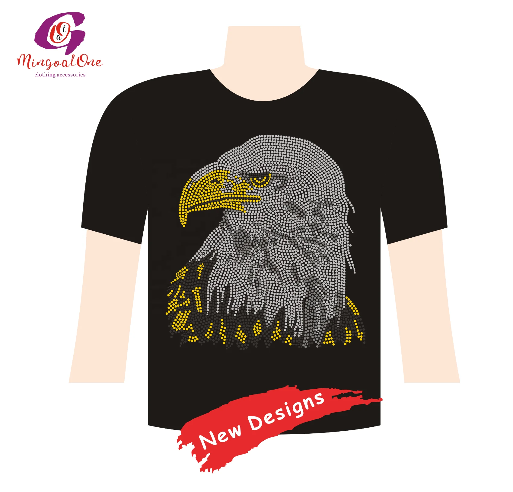 Customized Animal Logo High Quality Hot Fix Rhinestone Transfer Bling Rhinestone Heat Rhinestone Transfer for Shirt Bags