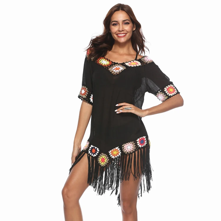 
Wholesale women Bohemian lace cover up beachwear summer kaftan beach wear 