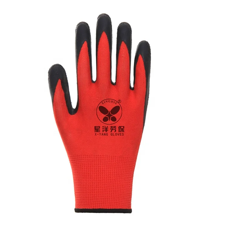 
Industrial safety rubber hand protective wholesale construction anti slip grip heavy duty latex coated working gloves 