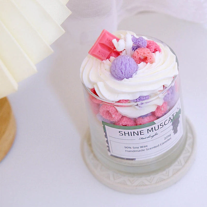Diy Ice Cream Style Best Luxury Fruits Shape Scented Candle Ice Cream Cone Dessert Handmade Soy Wax Candle With Glass Jar