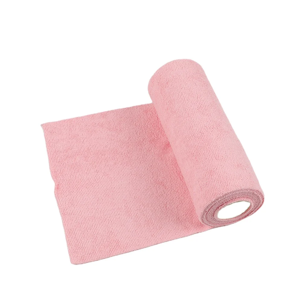 Custom Logo and Packing Multi-Purpose Absorbent Tear-Off Edgeless Microfibre Towel Roll Rag Kitchen Microfiber Cleaning Cloth