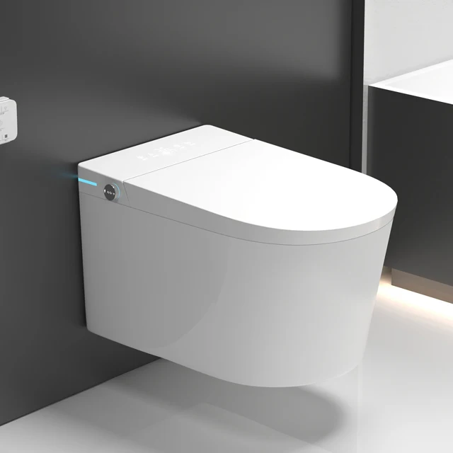 Intelligent Ceramic WC Toilets Square Wall Mounted Suspended Smart Toilet with Remote Control Conveniently Hang on Wall