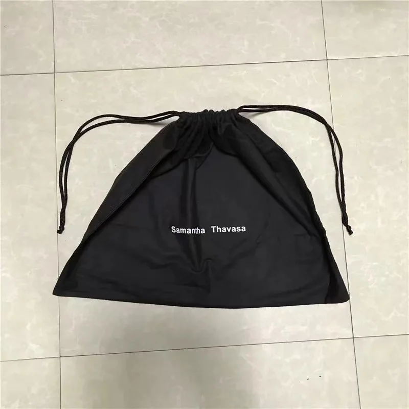 Reusable Black 100% Cotton Canvas Dust Bag Custom Printed Muslin Drawstring Bag Laundry Bag