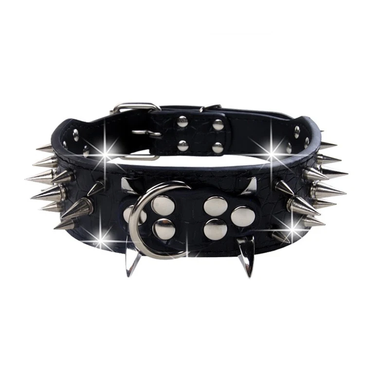 Amazon Hot Selling Pet Accessories Spiked Studded Leather Dog Collars For Medium Large Dogs