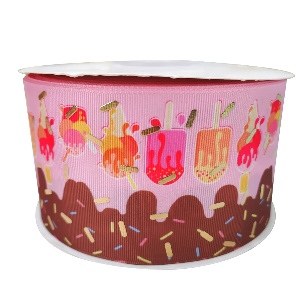 BOCA 75mm  varicolored motley blazing with colour foiled hologram grosgrain  ribbon for garniture