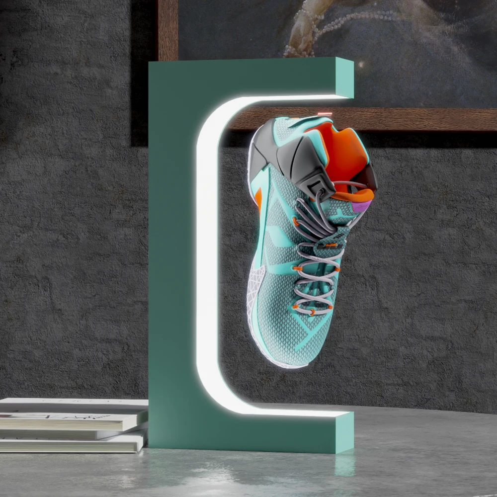 Levitation Shoes Display Magnetic Floating Shoe Display Rack Acrylic Hiking Shoes Display Racks with LED Light