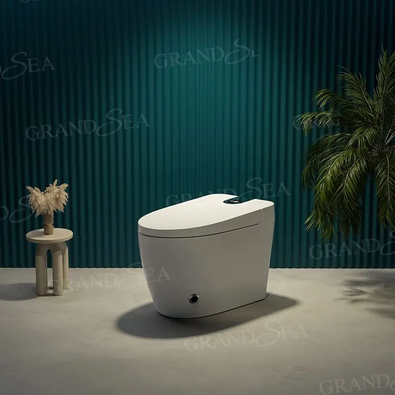 Luxury Flushing Integrated Smart Toilet Digital Display Foot Sensor Flushing White Ceramic Floor-Standing Bathroom Toilet