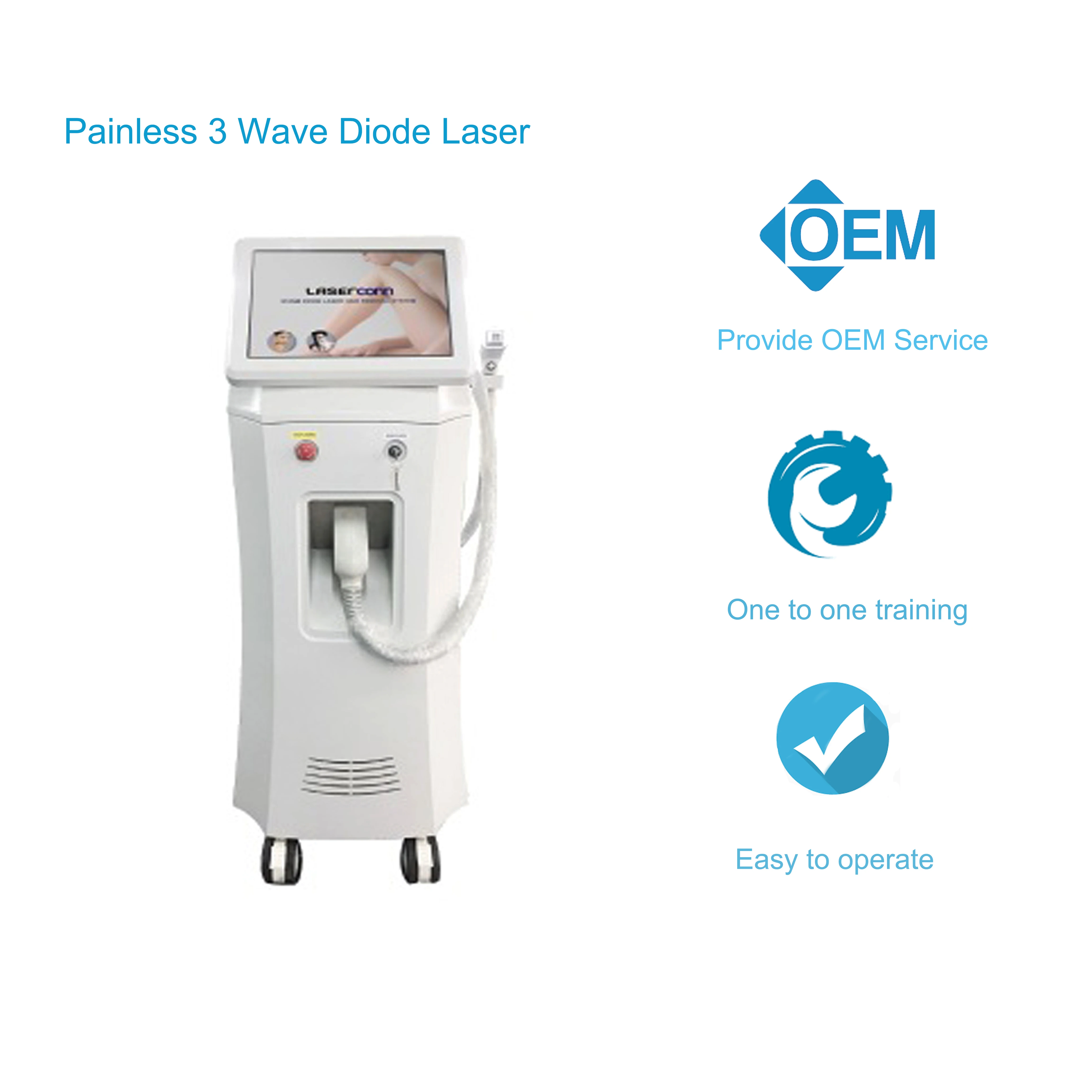 Vertical type 3 in 1 diode laser hair removal with medical CE approved from TUV