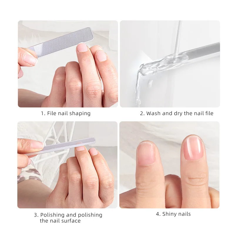 Custom printed logo box shaped glass nail file Double sided nail polish file Durable nano glass nail file